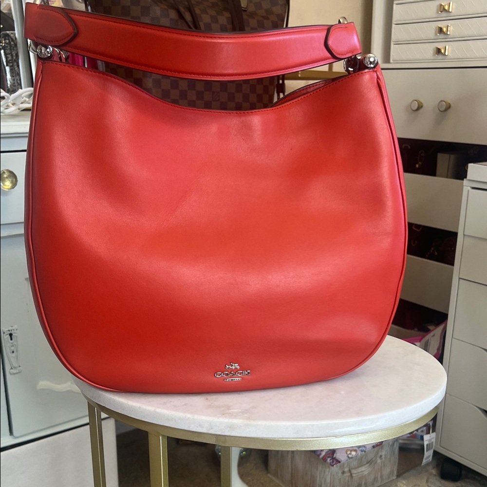 Coach Vibrant Red Leather Hobo Bag